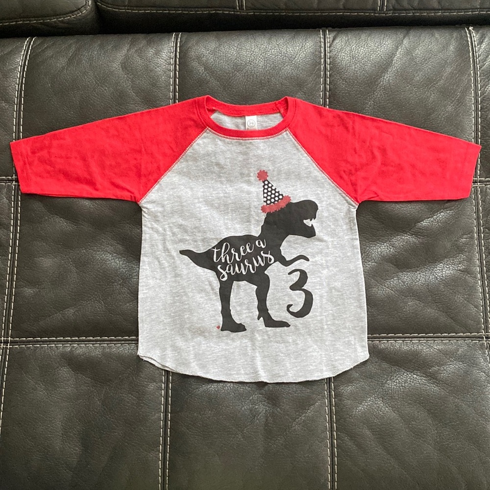 Toddler Boys Third Birthday Dinosaur Shirt